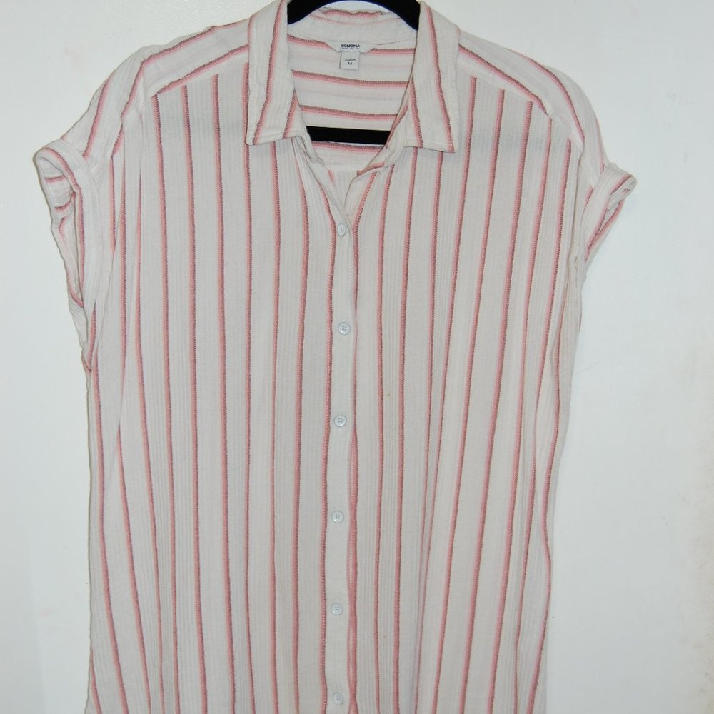 Striped, button down top